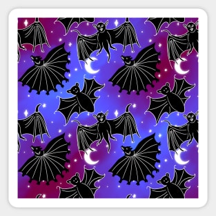 Purple and Red Galaxy Medieval Art Bats Sticker